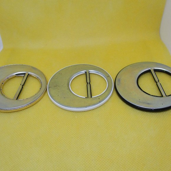 VTG 1980s Faux Leather & Silver Tone Metal Belt Buckle - Picture 4 of 7